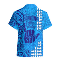 Strong Maui Hawaiian Shirt Good Living Hawaii with Shaka Sign Kakau Tribal Blue - Wonder Print Shop