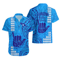 Strong Maui Hawaiian Shirt Good Living Hawaii with Shaka Sign Kakau Tribal Blue - Wonder Print Shop