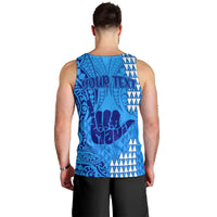 personalised-strong-maui-men-tank-top-good-living-hawaii-with-shaka-sign-kakau-tribal-blue