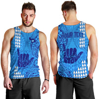 personalised-strong-maui-men-tank-top-good-living-hawaii-with-shaka-sign-kakau-tribal-blue
