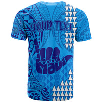 Personalised Strong Maui T Shirt Good Living Hawaii with Shaka Sign Kakau Tribal Blue - Wonder Print Shop