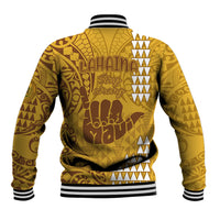 Strong Maui Baseball Jacket Good Living Hawaii with Shaka Sign Kakau Tribal Gold LT9 - Wonder Print Shop