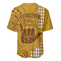 Strong Maui Baseball Jersey Good Living Hawaii with Shaka Sign Kakau Tribal Gold LT9 - Wonder Print Shop