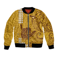 Strong Maui Bomber Jacket Good Living Hawaii with Shaka Sign Kakau Tribal Gold LT9 - Wonder Print Shop