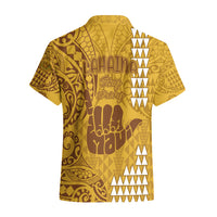 Strong Maui Hawaiian Shirt Good Living Hawaii with Shaka Sign Kakau Tribal Gold - Wonder Print Shop