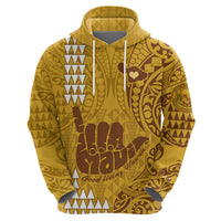 Strong Maui Hoodie Good Living Hawaii with Shaka Sign Kakau Tribal Gold - Wonder Print Shop