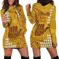 Strong Maui Hoodie Dress Good Living Hawaii with Shaka Sign Kakau Tribal Gold - Wonder Print Shop