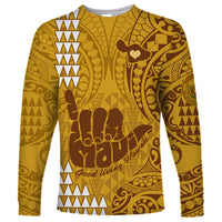 Strong Maui Long Sleeve Shirt Good Living Hawaii with Shaka Sign Kakau Tribal Gold - Wonder Print Shop