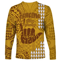 Strong Maui Long Sleeve Shirt Good Living Hawaii with Shaka Sign Kakau Tribal Gold - Wonder Print Shop