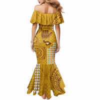 Strong Maui Mermaid Dress Good Living Hawaii with Shaka Sign Kakau Tribal Gold - Wonder Print Shop