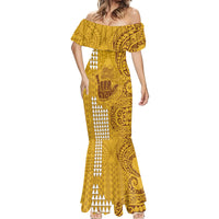 Strong Maui Mermaid Dress Good Living Hawaii with Shaka Sign Kakau Tribal Gold - Wonder Print Shop
