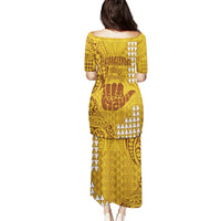 Strong Maui Puletasi Good Living Hawaii with Shaka Sign Kakau Tribal Gold - Wonder Print Shop