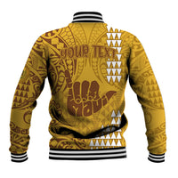 Personalised Strong Maui Baseball Jacket Good Living Hawaii with Shaka Sign Kakau Tribal Gold LT9 - Wonder Print Shop