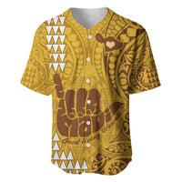 Personalised Strong Maui Baseball Jersey Good Living Hawaii with Shaka Sign Kakau Tribal Gold LT9 - Wonder Print Shop