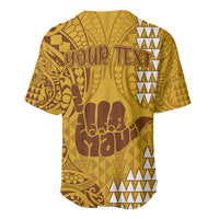 Personalised Strong Maui Baseball Jersey Good Living Hawaii with Shaka Sign Kakau Tribal Gold LT9 - Wonder Print Shop