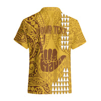 Personalised Strong Maui Hawaiian Shirt Good Living Hawaii with Shaka Sign Kakau Tribal Gold - Wonder Print Shop