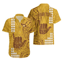 Personalised Strong Maui Hawaiian Shirt Good Living Hawaii with Shaka Sign Kakau Tribal Gold - Wonder Print Shop
