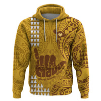 Personalised Strong Maui Hoodie Good Living Hawaii with Shaka Sign Kakau Tribal Gold - Wonder Print Shop