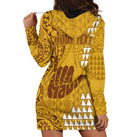 Personalised Strong Maui Hoodie Dress Good Living Hawaii with Shaka Sign Kakau Tribal Gold - Wonder Print Shop