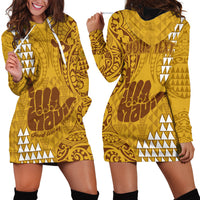 Personalised Strong Maui Hoodie Dress Good Living Hawaii with Shaka Sign Kakau Tribal Gold - Wonder Print Shop