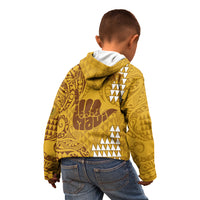 Personalised Strong Maui Kid Hoodie Good Living Hawaii with Shaka Sign Kakau Tribal Gold - Wonder Print Shop