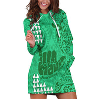 Strong Maui Hoodie Dress Good Living Hawaii with Shaka Sign Kakau Tribal Green - Wonder Print Shop