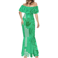 Strong Maui Mermaid Dress Good Living Hawaii with Shaka Sign Kakau Tribal Green - Wonder Print Shop