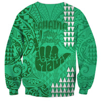Strong Maui Sweatshirt Good Living Hawaii with Shaka Sign Kakau Tribal Green - Wonder Print Shop
