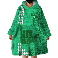 Strong Maui Wearable Blanket Hoodie Good Living Hawaii with Shaka Sign Kakau Tribal Green - Wonder Print Shop