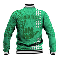 Personalised Strong Maui Baseball Jacket Good Living Hawaii with Shaka Sign Kakau Tribal Green LT9 - Wonder Print Shop