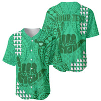 Personalised Strong Maui Baseball Jersey Good Living Hawaii with Shaka Sign Kakau Tribal Green LT9 - Wonder Print Shop