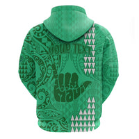 Personalised Strong Maui Hoodie Good Living Hawaii with Shaka Sign Kakau Tribal Green - Wonder Print Shop