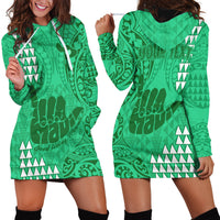 Personalised Strong Maui Hoodie Dress Good Living Hawaii with Shaka Sign Kakau Tribal Green - Wonder Print Shop