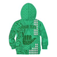 Personalised Strong Maui Kid Hoodie Good Living Hawaii with Shaka Sign Kakau Tribal Green - Wonder Print Shop