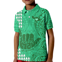 Personalised Strong Maui Kid Polo Shirt Good Living Hawaii with Shaka Sign Kakau Tribal Green - Wonder Print Shop