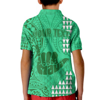 Personalised Strong Maui Kid Polo Shirt Good Living Hawaii with Shaka Sign Kakau Tribal Green - Wonder Print Shop