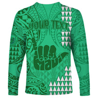 Personalised Strong Maui Long Sleeve Shirt Good Living Hawaii with Shaka Sign Kakau Tribal Green - Wonder Print Shop