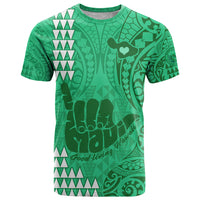 Personalised Strong Maui T Shirt Good Living Hawaii with Shaka Sign Kakau Tribal Green - Wonder Print Shop