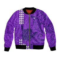 Strong Maui Bomber Jacket Good Living Hawaii with Shaka Sign Kakau Tribal Purple LT9 - Wonder Print Shop