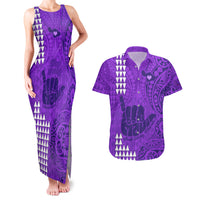Strong Maui Couples Matching Tank Maxi Dress and Hawaiian Shirt Good Living Hawaii with Shaka Sign Kakau Tribal Purple LT9 - Wonder Print Shop