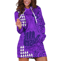 Strong Maui Hoodie Dress Good Living Hawaii with Shaka Sign Kakau Tribal Purple - Wonder Print Shop