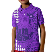 Strong Maui Kid Polo Shirt Good Living Hawaii with Shaka Sign Kakau Tribal Purple - Wonder Print Shop