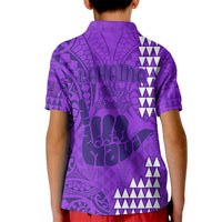 Strong Maui Kid Polo Shirt Good Living Hawaii with Shaka Sign Kakau Tribal Purple - Wonder Print Shop