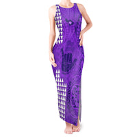 Strong Maui Tank Maxi Dress Good Living Hawaii with Shaka Sign Kakau Tribal Purple - Wonder Print Shop