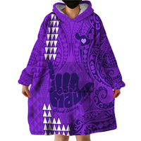Strong Maui Wearable Blanket Hoodie Good Living Hawaii with Shaka Sign Kakau Tribal Purple - Wonder Print Shop