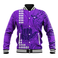Personalised Strong Maui Baseball Jacket Good Living Hawaii with Shaka Sign Kakau Tribal Purple LT9 - Wonder Print Shop