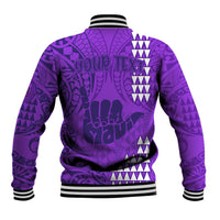 Personalised Strong Maui Baseball Jacket Good Living Hawaii with Shaka Sign Kakau Tribal Purple LT9 - Wonder Print Shop