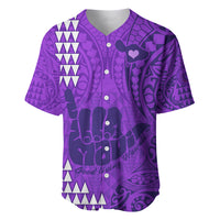 Personalised Strong Maui Baseball Jersey Good Living Hawaii with Shaka Sign Kakau Tribal Purple LT9 - Wonder Print Shop