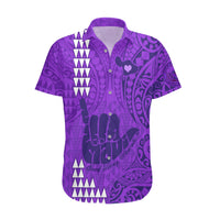 Personalised Strong Maui Hawaiian Shirt Good Living Hawaii with Shaka Sign Kakau Tribal Purple - Wonder Print Shop