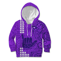 Personalised Strong Maui Kid Hoodie Good Living Hawaii with Shaka Sign Kakau Tribal Purple - Wonder Print Shop